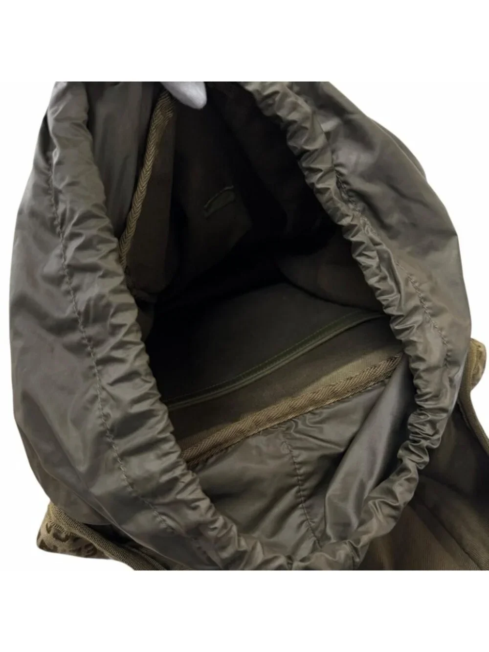 Celine Canvas Partial Leather Logo All Over Pattern Trekking Backpack Khaki - Picture 8 of 10
